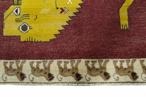 Central medallion detail of 2000s Persian Gabbeh rug from Iran / Persia
