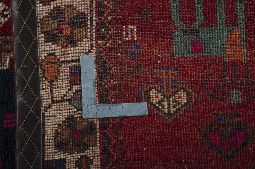 Close-up detail of 2000s Persian Gabbeh rug from Iran / Persia showing Wool weave