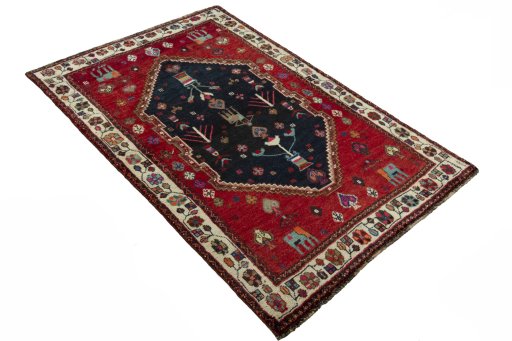 Close-up detail of 2000s Persian Gabbeh rug from Iran / Persia showing Wool weave
