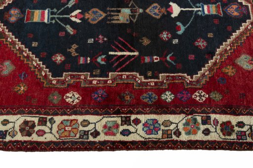 Close-up detail of 2000s Persian Gabbeh rug from Iran / Persia showing Wool weave