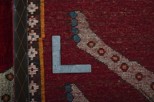 Close-up detail of 2000s Persian Gabbeh rug from Iran / Persia showing Wool weave