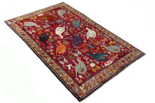 Close-up detail of 2000s Persian Gabbeh rug from Iran / Persia showing Wool weave