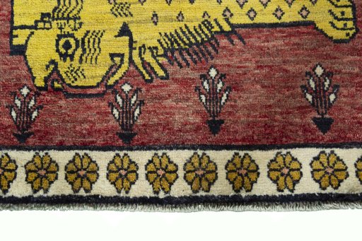 Central medallion detail of 2000s Persian Gabbeh rug from Iran / Persia