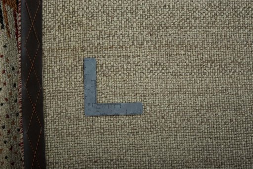 Close-up detail of New Persian Gabbeh rug from Iran / Persia showing Wool weave