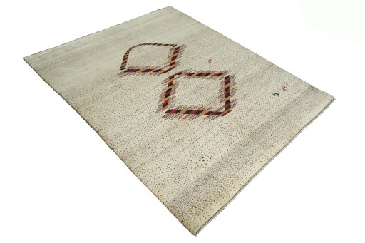 Close-up detail of New Persian Gabbeh rug from Iran / Persia showing Wool weave