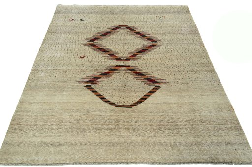 Surface texture of New Persian Gabbeh rug with natural Wool and intricate pattern