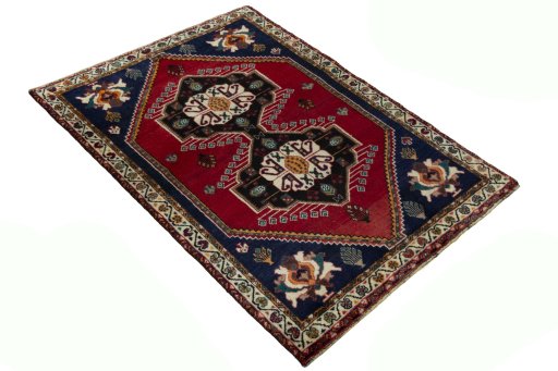 Close-up detail of 2000s Persian Gabbeh rug from Iran / Persia showing Wool weave