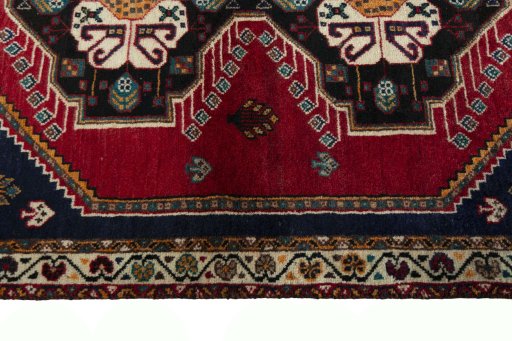 Close-up detail of 2000s Persian Gabbeh rug from Iran / Persia showing Wool weave