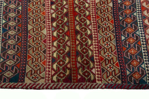 Close-up detail of 2000s Persian Gabbeh rug from Iran / Persia showing Wool weave