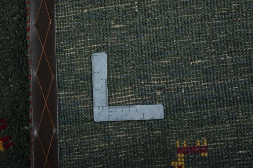 Close-up detail of New Persian Gabbeh rug from Iran / Persia showing Wool weave