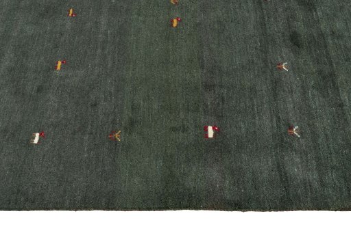 Close-up detail of New Persian Gabbeh rug from Iran / Persia showing Wool weave