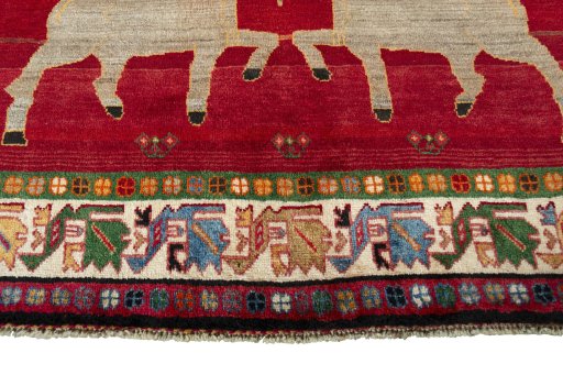 Central medallion detail of 2000s Persian Gabbeh rug from Iran / Persia