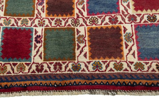 Central medallion detail of 2000s Persian Gabbeh rug from Iran / Persia