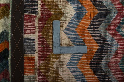 Close-up detail of 2000s Persian Gabbeh rug from Iran / Persia showing Wool weave