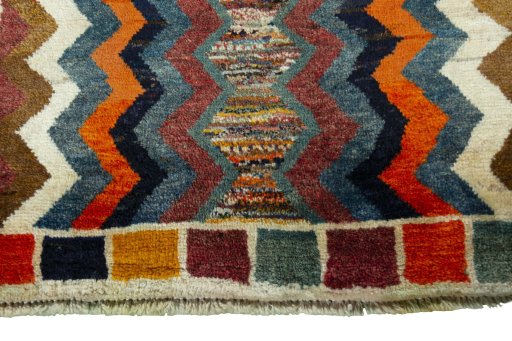 Central medallion detail of 2000s Persian Gabbeh rug from Iran / Persia
