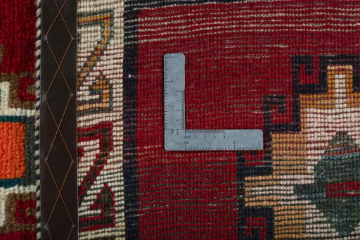 Close-up detail of 2000s Persian Gabbeh rug from Iran / Persia showing Wool weave