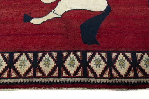 Central medallion detail of 2000s Persian Gabbeh rug from Iran / Persia