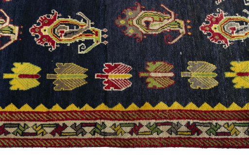 Close-up detail of 2000s Persian Gabbeh rug from Iran / Persia showing Wool weave