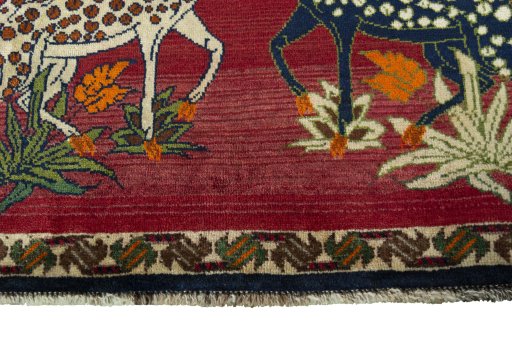 Central medallion detail of 2000s Persian Gabbeh rug from Iran / Persia