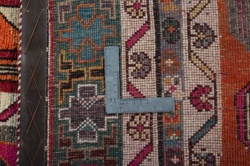 Close-up detail of 2000s Persian Gabbeh rug from Iran / Persia showing Wool weave
