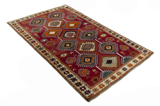 Close-up detail of 2000s Persian Gabbeh rug from Iran / Persia showing Wool weave