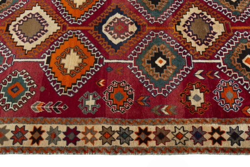 Close-up detail of 2000s Persian Gabbeh rug from Iran / Persia showing Wool weave