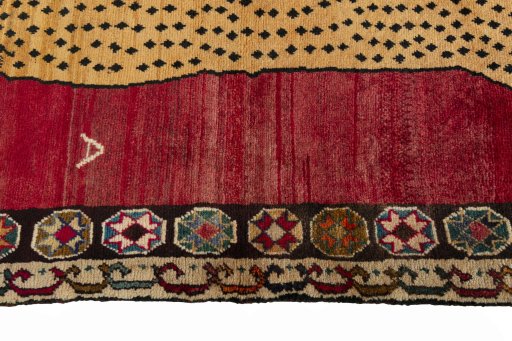 Close-up detail of 2000s Persian Gabbeh rug from Iran / Persia showing Wool weave