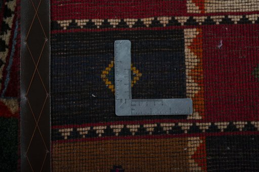 Close-up detail of 2000s Persian Gabbeh rug from Iran / Persia showing Wool weave