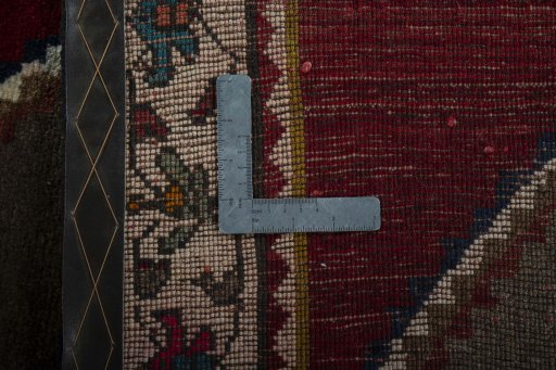 Close-up detail of 2000s Persian Gabbeh rug from Iran / Persia showing Wool weave