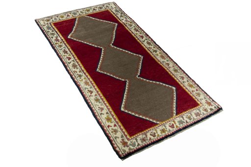 Close-up detail of 2000s Persian Gabbeh rug from Iran / Persia showing Wool weave