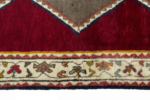 Close-up detail of 2000s Persian Gabbeh rug from Iran / Persia showing Wool weave