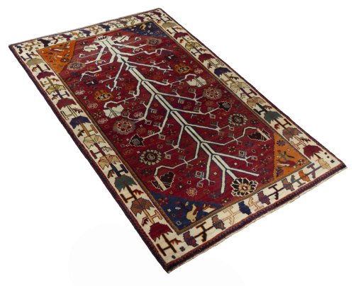 Close-up detail of 2000s Persian Gabbeh rug from Iran / Persia showing Wool weave