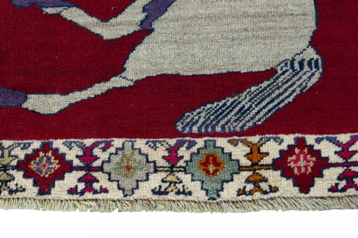 Central medallion detail of 2000s Persian Gabbeh rug from Iran / Persia