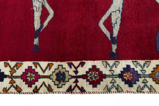 Close-up detail of 2000s Persian Gabbeh rug from Iran / Persia showing Wool weave