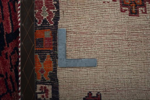 Close-up detail of 2000s Persian Gabbeh rug from Iran / Persia showing Wool weave