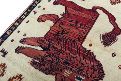 Backside of handmade 2000s Persian Gabbeh rug showing knot structure and weave density