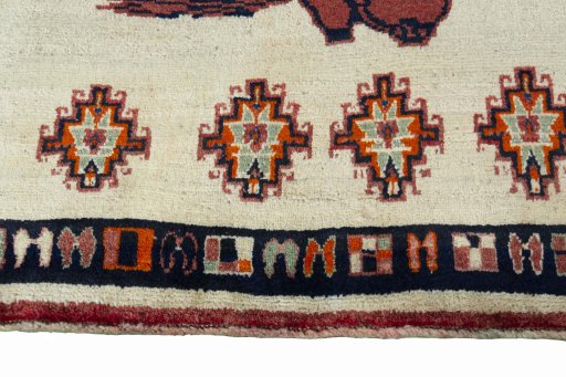 Central medallion detail of 2000s Persian Gabbeh rug from Iran / Persia