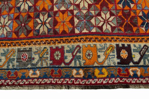 Central medallion detail of 1970s Persian Gabbeh rug from Iran / Persia