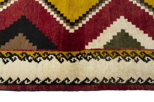 Close-up detail of 2000s Persian Gabbeh rug from Iran / Persia showing Wool weave
