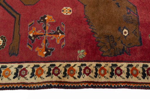 Close-up detail of 2000s Persian Gabbeh rug from Iran / Persia showing Wool weave