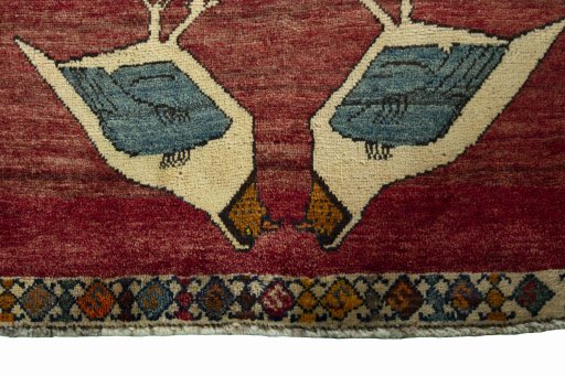 Central medallion detail of 2000s Persian Gabbeh rug from Iran / Persia