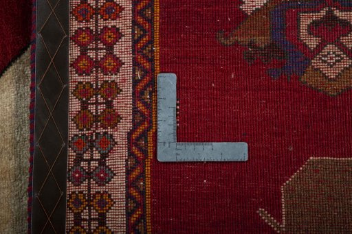 Close-up detail of 2000s Persian Gabbeh rug from Iran / Persia showing Wool weave