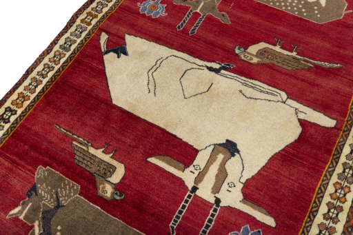 Backside of handmade 2000s Persian Gabbeh rug showing knot structure and weave density