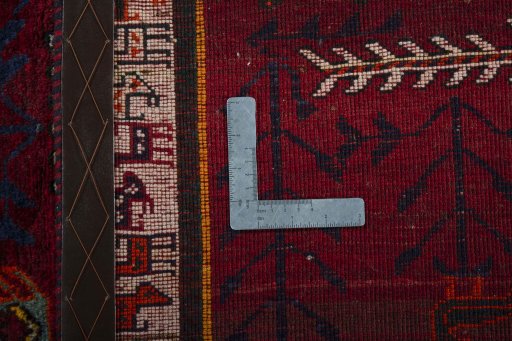 Close-up detail of 2000s Persian Gabbeh rug from Iran / Persia showing Wool weave