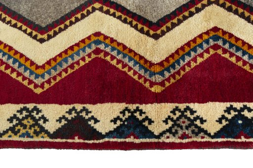 Close-up detail of 2000s Persian Gabbeh rug from Iran / Persia showing Wool weave