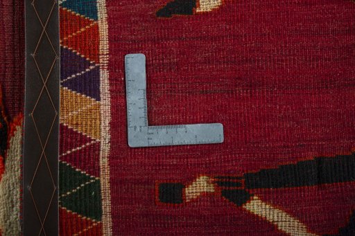Close-up detail of 2000s Persian Gabbeh rug from Iran / Persia showing Wool weave