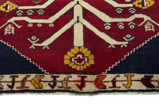 Central medallion detail of 2000s Persian Gabbeh rug from Iran / Persia