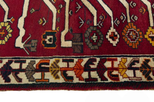 Close-up detail of 2000s Persian Gabbeh rug from Iran / Persia showing Wool weave