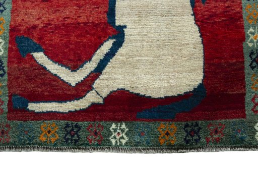 Central medallion detail of 2000s Persian Gabbeh rug from Iran / Persia