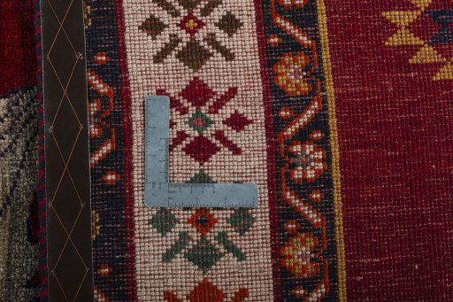 Close-up detail of 2000s Persian Gabbeh rug from Iran / Persia showing Wool weave